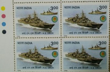 I.N.S. Delhi(Block of 4 TL Stamp)