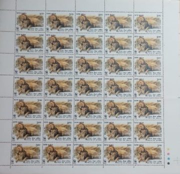 Asiatic Lion Panthera Leo Persica ThematicRs.3rp- MNH (Stamp Full Sheets 35stamps)