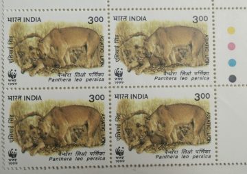 Lioness with cubs (Block of 4 TL Stamp)
