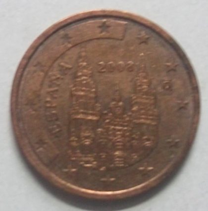2 Cent EURO 2008_ESPANA (used) | Indian Postage Stamps | Indian Coins | Old Indian Currency | Rare Indian Coins | Numismatic Collection India - Image 2
