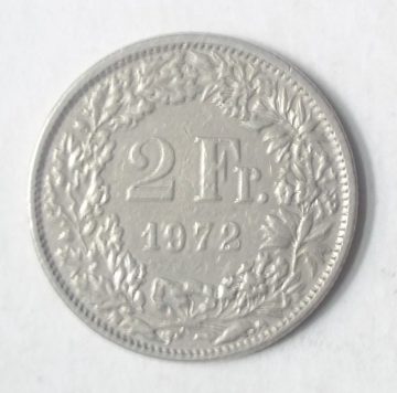 SWITZERLAND 2 Fr. 1972 Helvetia (used)