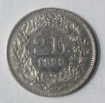 SWITZERLAND 2 Fr. 1999 Helvetia (used)