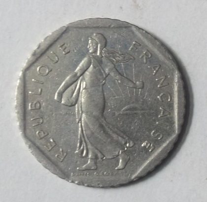 2 Franc 1980 Liberte Egalite Fraternite(used) | Indian Postage Stamps | Indian Coins | Old Indian Currency | Rare Indian Coins | Numismatic Collection India - Image 2