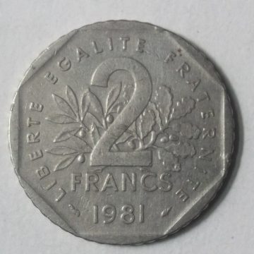 2 Franc 1981 Liberte Egalite Fraternite(used)