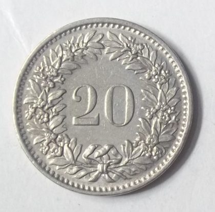 SWITZERLAND 20 Rappen 1970 Confoederatio Helvetica (used) | Indian Postage Stamps | Indian Coins | Old Indian Currency | Rare Indian Coins | Numismatic Collection India - Image 2