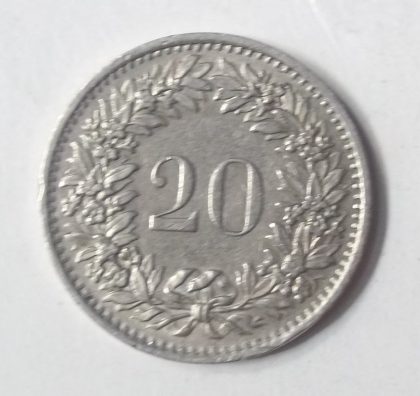 SWITZERLAND 20 Rappen 1976 Confoederatio Helvetica (used) | Indian Postage Stamps | Indian Coins | Old Indian Currency | Rare Indian Coins | Numismatic Collection India - Image 2
