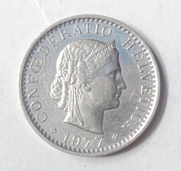 SWITZERLAND 20  Rappen 1977 Confoederatio Helvetica (used)