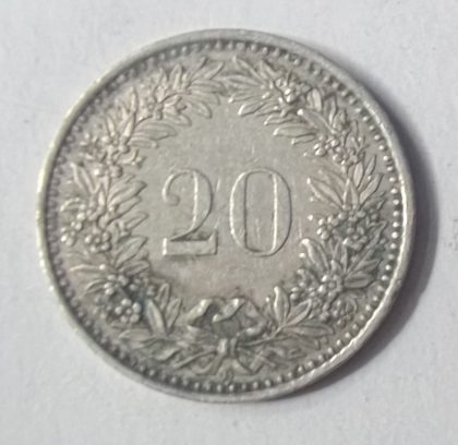 SWITZERLAND 20 Rappen 1989 Confoederatio Helvetica (used) | Indian Postage Stamps | Indian Coins | Old Indian Currency | Rare Indian Coins | Numismatic Collection India - Image 2