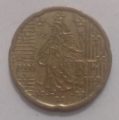 20 Cent EURO  2000_RF(used) | Indian Postage Stamps | Indian Coins | Old Indian Currency | Rare Indian Coins | Numismatic Collection India - Image 2