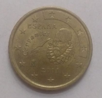 50 Cent EURO  2001_ESPANA Cervantes (used) | Indian Postage Stamps | Indian Coins | Old Indian Currency | Rare Indian Coins | Numismatic Collection India - Image 2