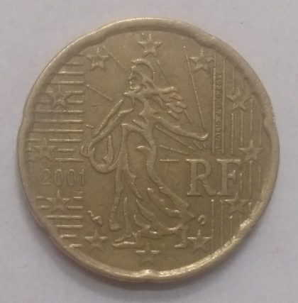 20 Cent EURO  2001_RF(used) | Indian Postage Stamps | Indian Coins | Old Indian Currency | Rare Indian Coins | Numismatic Collection India - Image 2