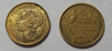 20 Francs 1950 Liberte Egalite Fraternite (used)