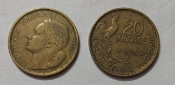20 Francs 1953 Liberte Egalite Fraternite (used)