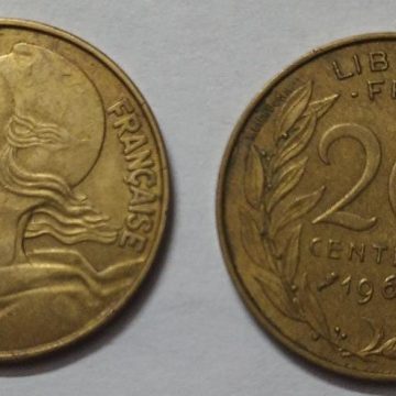 20 Centimes 1964 Liberte Egalite Fraternite (used)
