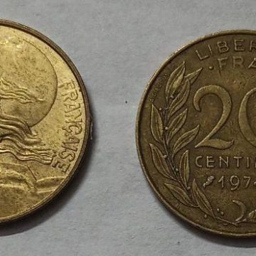 20 Centimes 1974 Liberte Egalite Fraternite (used)