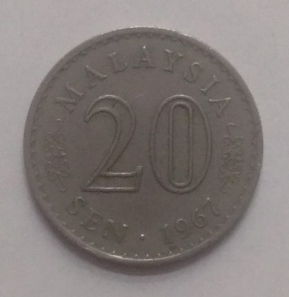 20 Sen _1967 Malaysia (used) | Indian Postage Stamps | Indian Coins | Old Indian Currency | Rare Indian Coins | Numismatic Collection India