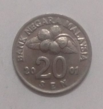 20 Sen _2001 Bank Negara Malaysia (used)