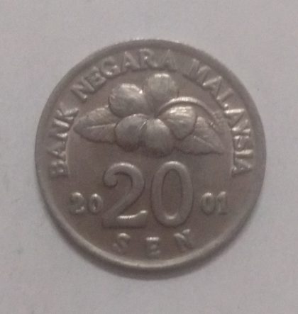 20 Sen _2001 Bank Negara Malaysia (used) | Indian Postage Stamps | Indian Coins | Old Indian Currency | Rare Indian Coins | Numismatic Collection India