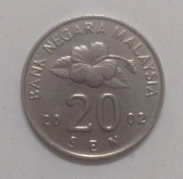 20 Sen _2002 Bank Negara Malaysia (used)