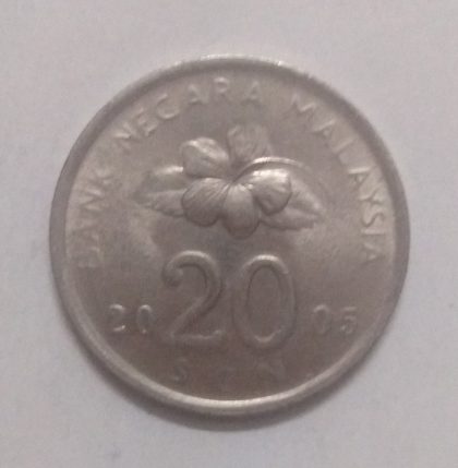20 Sen _2005 Bank Negara Malaysia (used) | Indian Postage Stamps | Indian Coins | Old Indian Currency | Rare Indian Coins | Numismatic Collection India