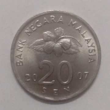 20 Sen _2007 Bank Negara Malaysia (used)