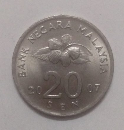 20 Sen _2007 Bank Negara Malaysia (used) | Indian Postage Stamps | Indian Coins | Old Indian Currency | Rare Indian Coins | Numismatic Collection India