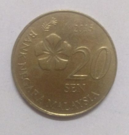 20 Sen _2015 Bank Negara Malaysia (used) | Indian Postage Stamps | Indian Coins | Old Indian Currency | Rare Indian Coins | Numismatic Collection India