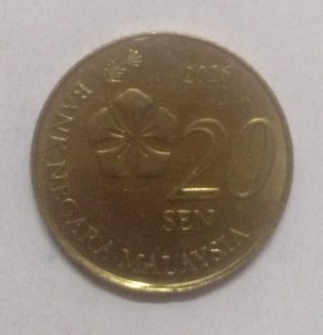 20 Sen _2016 Bank Negara Malaysia (used)