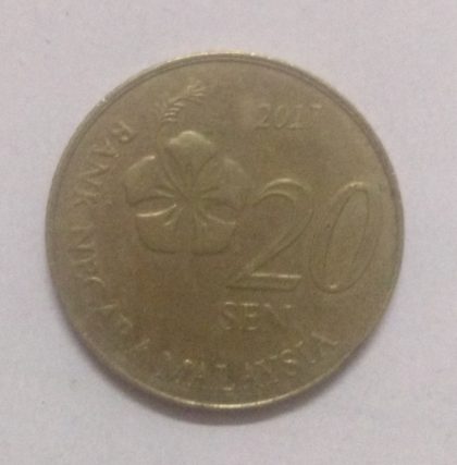 20 Sen _2017 Bank Negara Malaysia (used) | Indian Postage Stamps | Indian Coins | Old Indian Currency | Rare Indian Coins | Numismatic Collection India