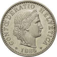 SWITZERLAND 20 Rappen 1986 Confoederatio Helvetica (used)