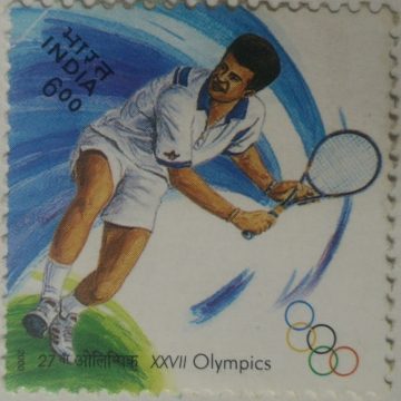 27th Olympics ennis Event Rs.3 (Hinged/Gum washed stamp)