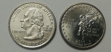 United States Quarter Dollar New Hampshire State 1 Coin (# 9/50) UNC