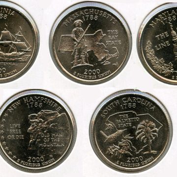 United States Quarter Dollars Set of 5 State Coins 2000 UNC