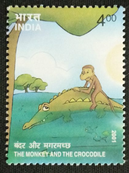 Stories from panchatantra Monkey on Crocodiles Back_Cut Setenant | Indian Postage Stamps | Indian Coins | Old Indian Currency | Rare Indian Coins | Numismatic Collection India