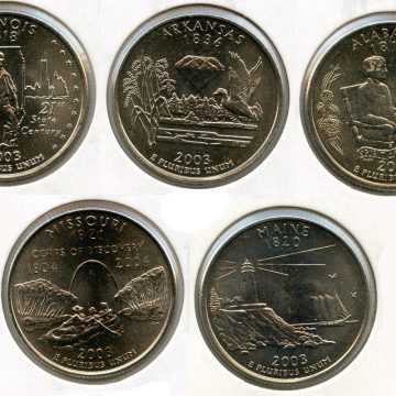 United States Quarter Dollars Set of  5 State Coins 2003 UNC