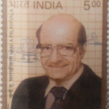 Nanabhoy "Nani" Ardeshir Palkhivala , Personality, Jurist, Economist, Justice, Court, Hammer , Rs 5  (Hinged/Gum washed stamp)