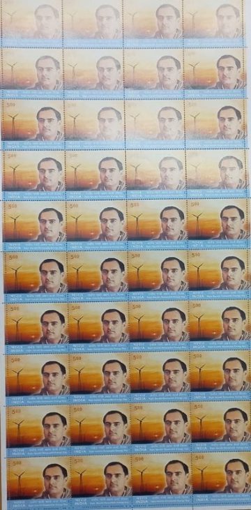 Rajiv Gandhi Renewable Energy Day , Personality, Politician, Prime Minister, Energy , Rs.5- MNH (Stamp Full Sheets -40stamps)