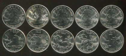 United States Quarter Dollars Set of  5 State Coins 2004 UNC | Indian Postage Stamps | Indian Coins | Old Indian Currency | Rare Indian Coins | Numismatic Collection India