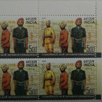 300 years of 15 punjab Regiment(Block of 4 TL Stamp)