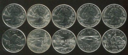 United States Quarter Dollars Set of  5 State Coins 2005 UNC | Indian Postage Stamps | Indian Coins | Old Indian Currency | Rare Indian Coins | Numismatic Collection India