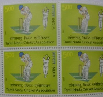 Tamil Nadu Cricket Association(Block of 4 TL Stamp)