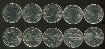 United States Quarter Dollars Set of 5 State Coins 2007 UNC