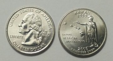 United States Quarter Dollar Hawaii State 1 Coin (# 50/50) UNC