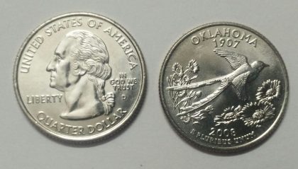 United States Quarter Dollar Oklahoma State 1 Coin (# 46/50) UNC | Indian Postage Stamps | Indian Coins | Old Indian Currency | Rare Indian Coins | Numismatic Collection India