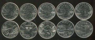 United States Quarter Dollars Set of  5 State Coins 2008 UNC
