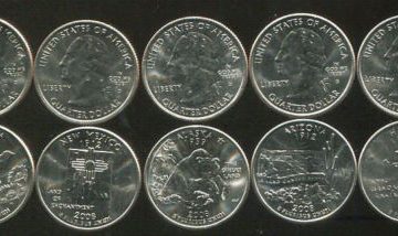 United States Quarter Dollars Set of 5 State Coins 2008 UNC