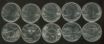 United States Quarter Dollars Set of  5 State Coins 2008 UNC | Indian Postage Stamps | Indian Coins | Old Indian Currency | Rare Indian Coins | Numismatic Collection India