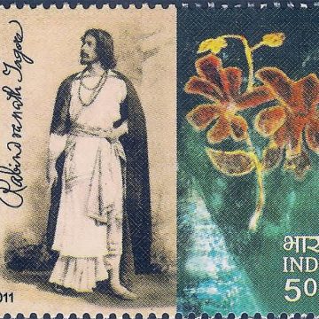 RabindranathTagore Personality Rs. 5  (Hinged/Gum washed stamp)