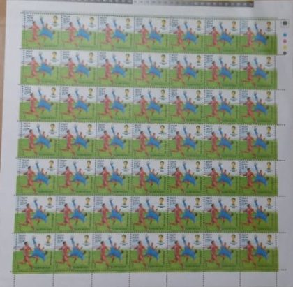 FIFA World Cup 2014 Sports, Football, Association, World Cup, Tournament, Kick Shot, FIFA, Emblem Rs.25- MNH (Stamp Full Sheets -49stamps) | Indian Postage Stamps | Indian Coins | Old Indian Currency | Rare Indian Coins | Numismatic Collection India