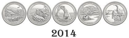 2014- Brilliant Uncirculated Set of 5 National Park Quarter Coins | Indian Postage Stamps | Indian Coins | Old Indian Currency | Rare Indian Coins | Numismatic Collection India